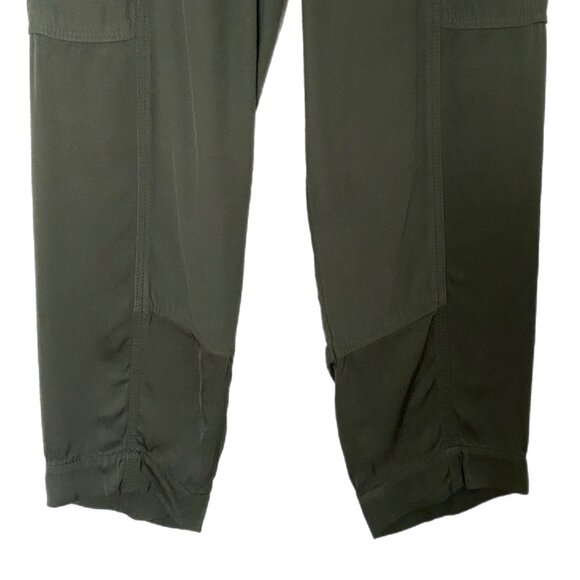 Per Se By Carlisle Women's Olive Green Gold Zip Pockets Satin Trim Pants Size 6 - Picture 5 of 6